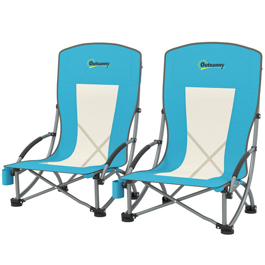 2-Persoons Campingstoel – Klapstoel – Vouwstoel – Outdoorstoel – Festivalstoel – Lichtgewicht Met Bekerhouder – Ademend Mesh Rugleuning – Max 120 Kg Capaciteit – Blauw