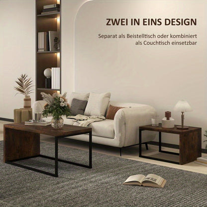 2-delige Set Bijzettafels – Salontafel – Couchtisch – Woonkamertafel – Nachtkastje – MDF en Metaal – Compact Design – Zwart