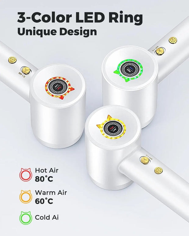 Professionele Föhn - Haardroger - Ionische Fohn - Power Föhn - Styling Föhn - Haardroger apparaat - Snel drogen - Touchscreen - 2 warmte standen - Geruisloos - Extra opzetstuk - Infrarood - 360° draaien - Lichtgewicht - Universeel