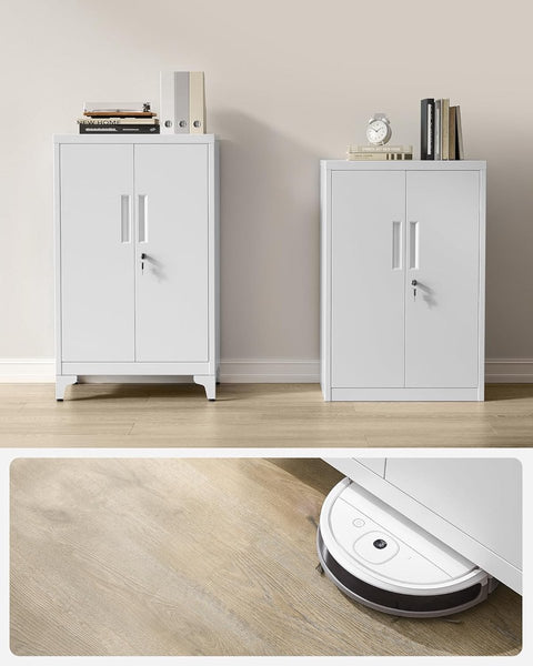 Dossierkast - multifunctionele kast - kantoorkast met 2 deuren - kast afsluitbaar - opbergkast van staal - voor werkkamer - woonkamer - 40D x 60B x 90H cm - wit