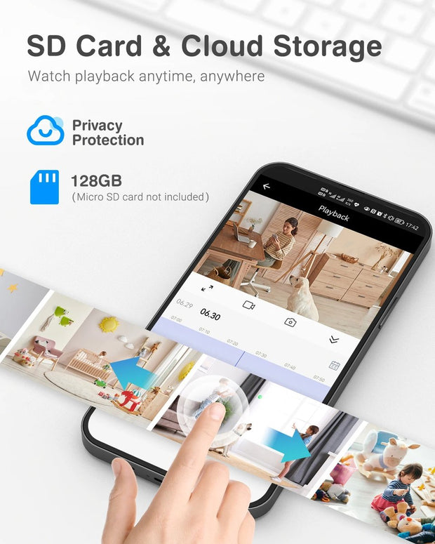 Security Cameras - Indoor Camera - Indoor Security Camera - Security Camera with Night Vision - Built-in Microphone and Speaker - Tracking Function