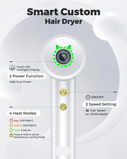 Professionele Föhn - Haardroger - Ionische Fohn - Power Föhn - Styling Föhn - Haardroger apparaat - Snel drogen - Touchscreen - 2 warmte standen - Geruisloos - Extra opzetstuk - Infrarood - 360° draaien - Lichtgewicht - Universeel