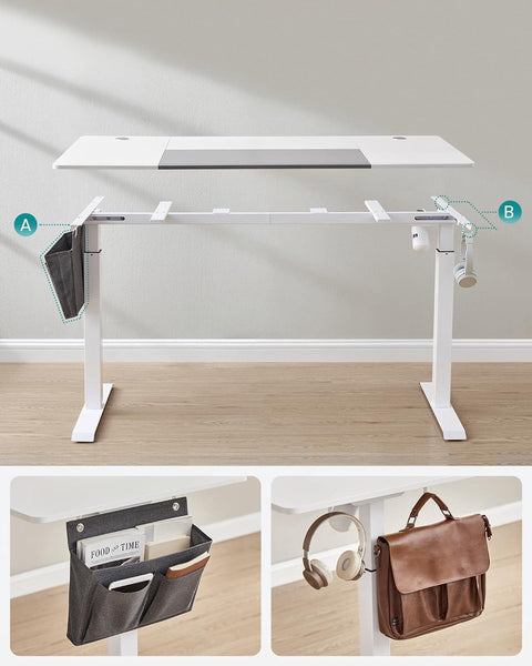 Bureau – In Hoogte Verstelbaar Bureau – Verschillende Standen – 70 x 160cm – Wit