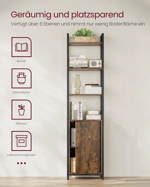 Boekenplank - Kast Woonkamer - Boekenplank Houder - Opbergkasten - 24 cm x 40 cm x 159,5 cm - Vintage Bruin Inkt Zwart