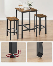 Bartafel met barstoelen - bruin met zwart - bartafel keuken - bartafel buiten - bartafels - bar tafel - bartafel met barkrukken