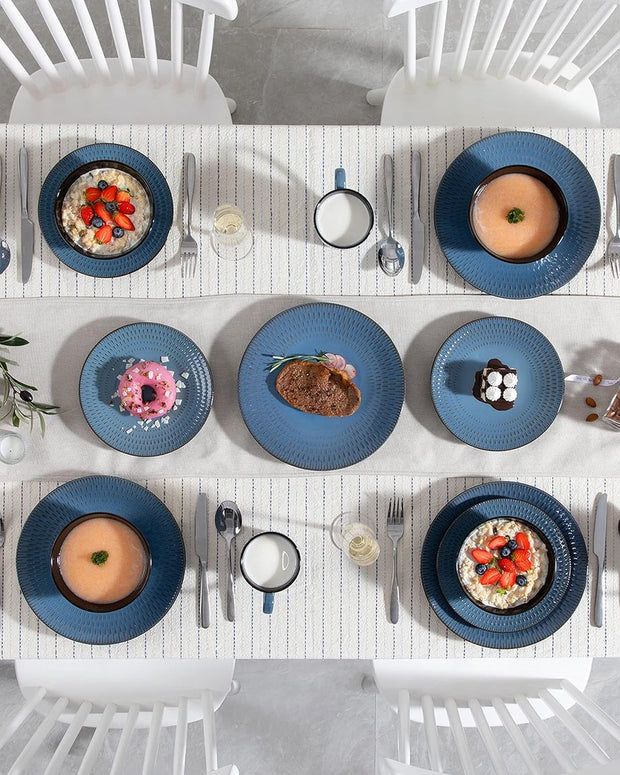 Luxe Serviesset – 32 Delig – 8 Persoons – Keramiek - Bordenset – Dinner Platen – Dessertborden – Kommen – Mokken – Schaaltjes – Blauw