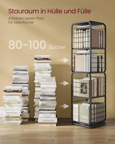 Boekenplank - Kast - Kast Woonkamer - Draaibare Boekenplank - Opbergkast - 43 cm x 43 cm x 158 cm - Zwart