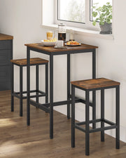 Bartafel met barstoelen - bruin met zwart - bartafel keuken - bartafel buiten - bartafels - bar tafel - bartafel met barkrukken
