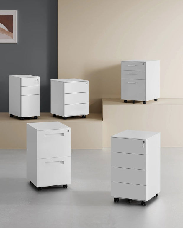 Bureau organizer - Bureau met laden - Ladekast op wielen - 3 laden - Lade organizer - 45.1 cm x 39 cm x 69.3 cm - Wit