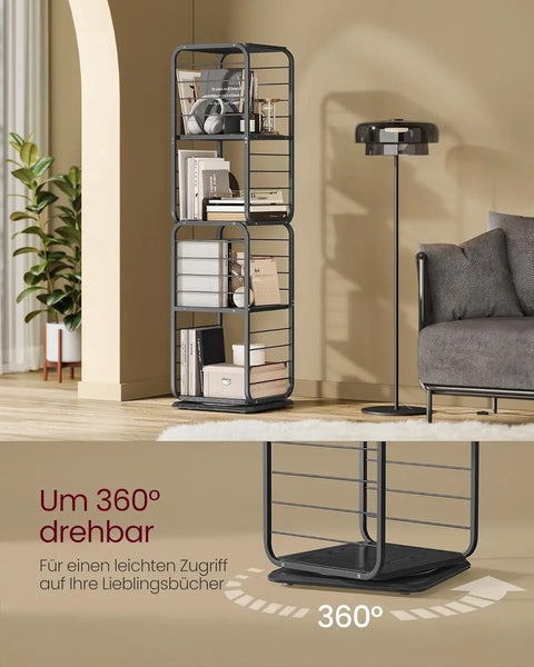 Boekenplank - Kast - Kast Woonkamer - Draaibare Boekenplank - Opbergkast - 43 cm x 43 cm x 158 cm - Zwart