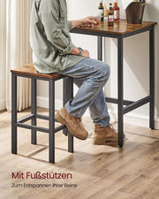 Bartafel met Barkruk Set - Met 2 Stoelen - Industrieel Ontwerp, Vintage Bruin/Zwart