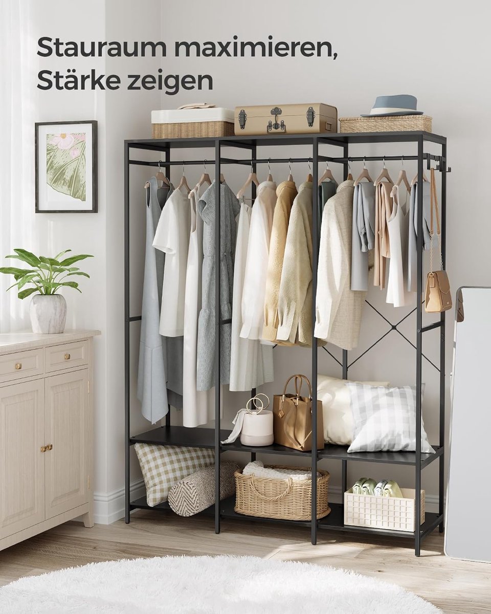 Kledinghangers - Kledingrek Metaal - Schoenenrek - Kledingkasten Slaapkamer - 40 x 141 x 180 cm - Kledingrek Zwart