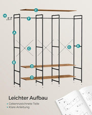 Kledinghangers - Kledingrek Metaal - Schoenenrek- Kledingkasten Slaapkamer - 40 x 141 x 180 cm - Kledingrek Vintage Bruin