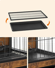 Houten Hondenbench met Ren - Stevig - Stijlvol Hondenhuis - voor Binnen - Comfortabele - en Veilige Rustplek