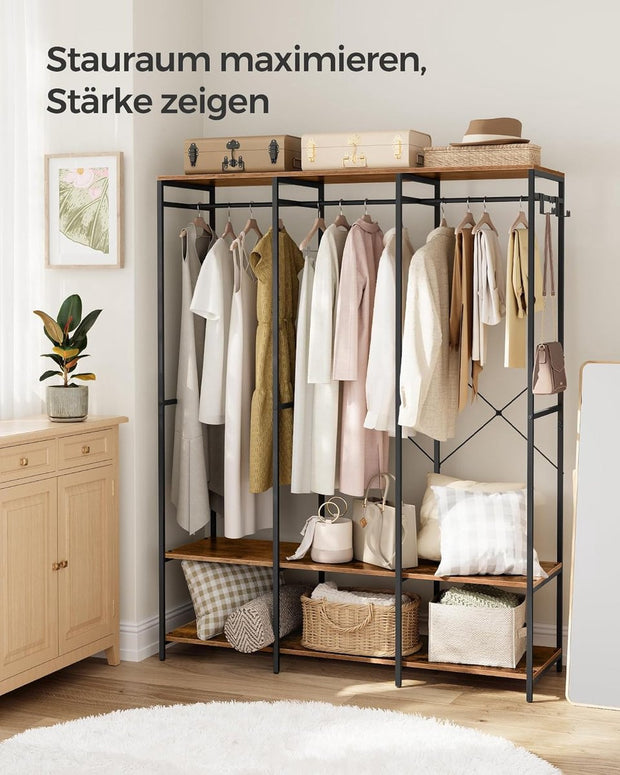 Kledinghangers - Kledingrek Metaal - Schoenenrek- Kledingkasten Slaapkamer - 40 x 141 x 180 cm - Kledingrek Vintage Bruin