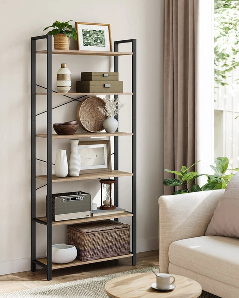 Boekenplank - Boekenkast - Kast - Woonkamer - Opbergkast - Boekenhouder - 30 cm x 80 cm x 186 cm - Khaki