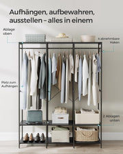 Kledinghangers - Kledingrek Metaal - Schoenenrek - Kledingkasten Slaapkamer - 40 x 141 x 180 cm - Kledingrek Zwart