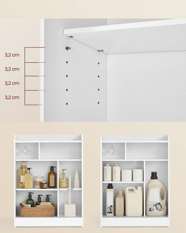 Badkamerkast - Badkameropbergrek Laag - Badkamerplank - Badkameraccessoires - Badkamermeubels - 20 cm x 60 cm x 80 cm - Wit