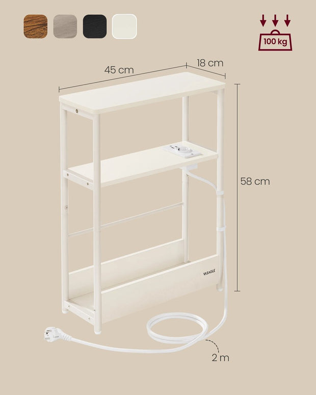 Bijzettafels Woonkamer - Bijzettafel Bank - Smalle Console Tafel - Haltafel - Nachtkastje - 18 cm x 45 cm x 58 cm - Ivoor