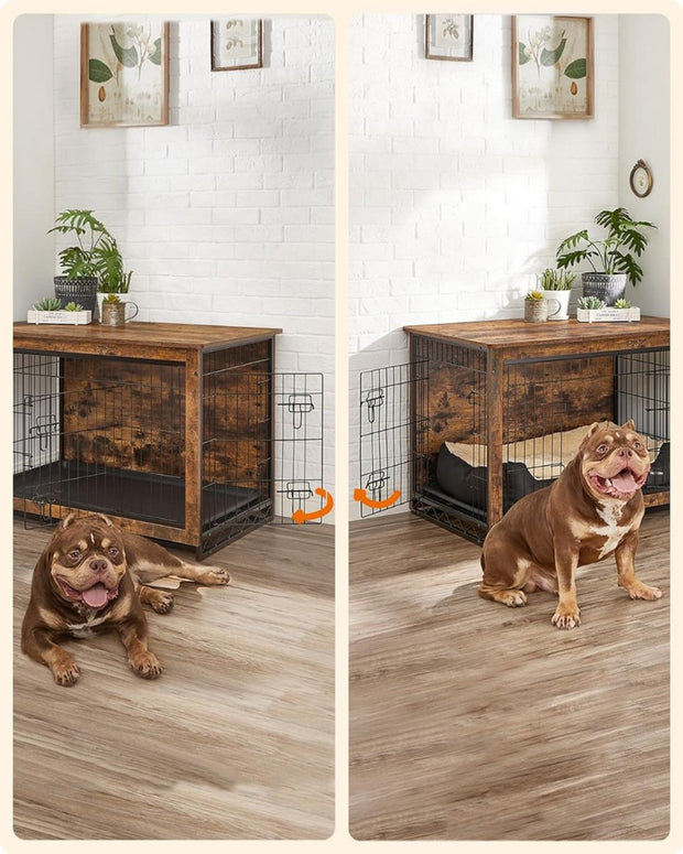 Houten Hondenbench met Ren - Stevig - Stijlvol Hondenhuis - voor Binnen - Comfortabele - en Veilige Rustplek