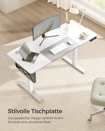 Verstelbaar bureau - In hoogte verstelbaar bureau elektrisch - bureau tafel - verstelbaar bureau elektrisch - , 60 x 140 x (72-120) cm - geheugenfunctie voor 4 hoogtes - voor thuiskantoor - werkkamer - Basiswit + duifgrijs.
