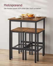 Bartafel met Barkruk Set - Met 2 Stoelen - Industrieel Ontwerp, Vintage Bruin/Zwart