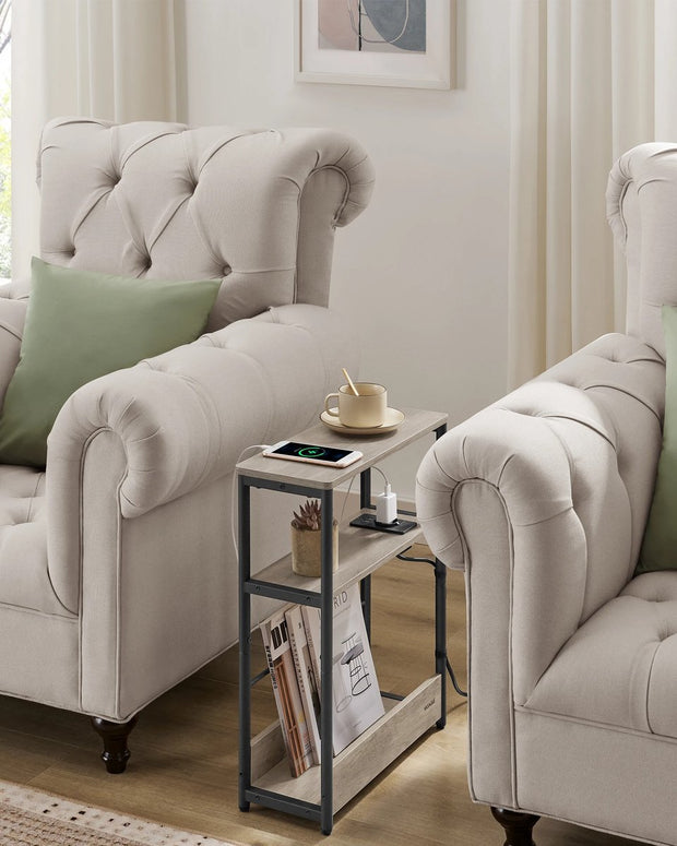 Bijzettafels Woonkamer - Bijzettafel Bank - Smalle Console Tafel - Haltafel - Nachtkastje - 18 cm x 45 cm x 58 cm - Donker Khaki