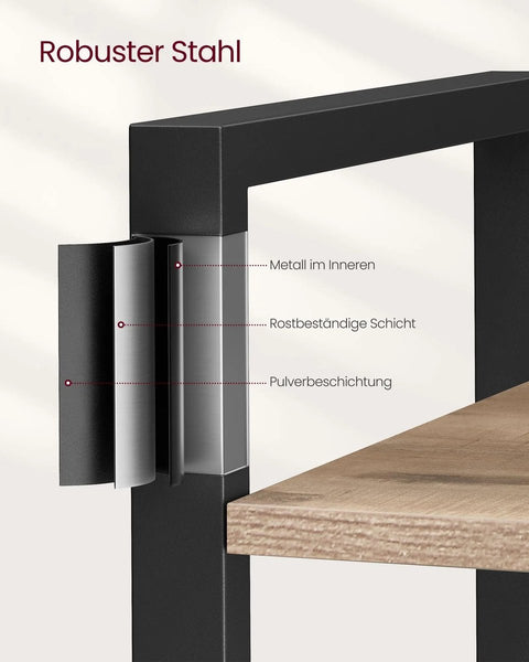 Boekenplank - Boekenkast - Kast - Woonkamer - Opbergkast - Boekenhouder - 30 cm x 80 cm x 186 cm - Khaki