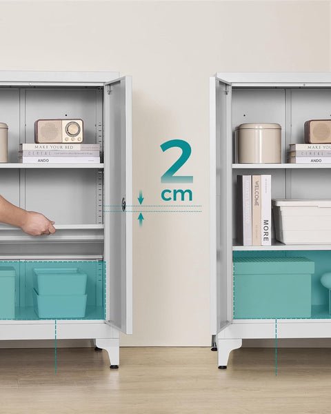 Dossierkast - multifunctionele kast - kantoorkast met 2 deuren - kast afsluitbaar - opbergkast van staal - voor werkkamer - woonkamer - 40D x 60B x 90H cm - wit