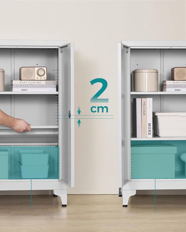 Dossierkast - multifunctionele kast - kantoorkast met 2 deuren - kast afsluitbaar - opbergkast van staal - voor werkkamer - woonkamer - 40D x 60B x 90H cm - wit