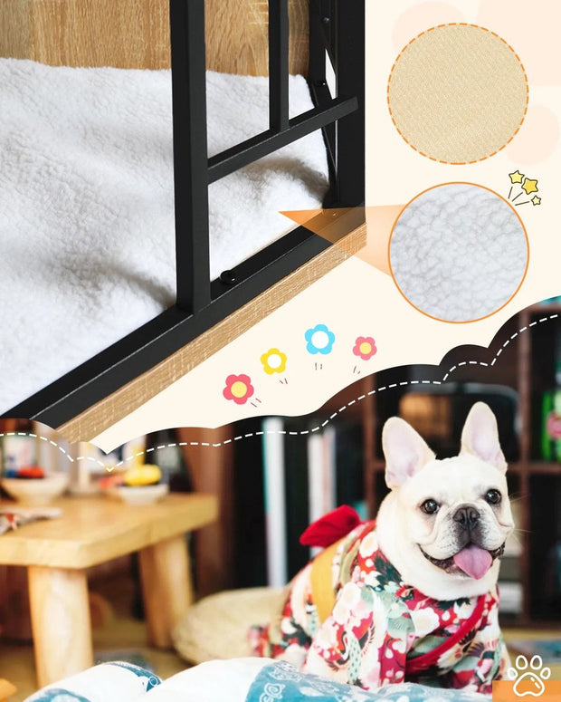 Hondenkennel Hoek - Hoekvormige Honden Bench - Dierenkennel - Bench Hond - Bench Kat - Honden Kussen - Hoek Bench - Bijzet Tafel Bench - Honden Hok - Binnen Kennel - Hout - 111x67x60CM - Grote Honden Kennel Met Hout