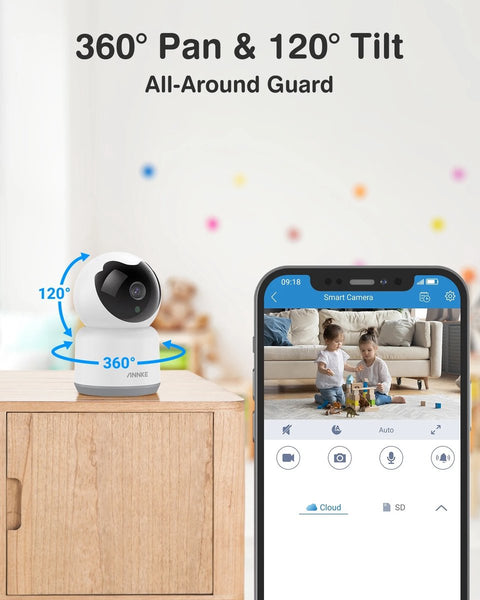 Security Cameras - Indoor Camera - Indoor Security Camera - Security Camera with Night Vision - Built-in Microphone and Speaker - Tracking Function