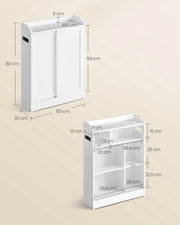Badkamerkast - Badkameropbergrek Laag - Badkamerplank - Badkameraccessoires - Badkamermeubels - 20 cm x 60 cm x 80 cm - Wit