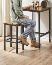 Bartafel met barstoelen - bruin met zwart - bartafel keuken - bartafel buiten - bartafels - bar tafel - bartafel met barkrukken
