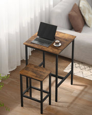 Bartafel met barstoelen - bruin met zwart - bartafel keuken - bartafel buiten - bartafels - bar tafel - bartafel met barkrukken