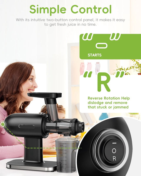 Slowjuicer - Sapcentrifuge - Cold Press - Groente en Fruit Blender - Krachtige Motor - Zwart