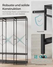 Kledinghangers - Kledingrek Metaal - Schoenenrek - Kledingkasten Slaapkamer - 40 x 141 x 180 cm - Kledingrek Zwart