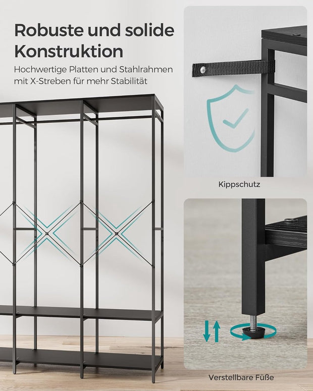 Kledinghangers - Kledingrek Metaal - Schoenenrek - Kledingkasten Slaapkamer - 40 x 141 x 180 cm - Kledingrek Zwart