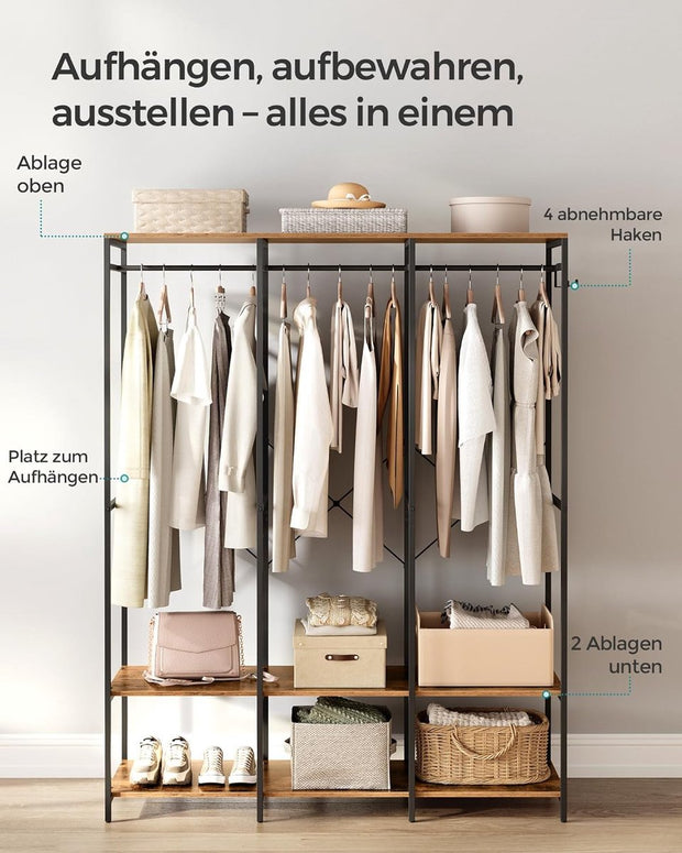 Kledinghangers - Kledingrek Metaal - Schoenenrek- Kledingkasten Slaapkamer - 40 x 141 x 180 cm - Kledingrek Vintage Bruin