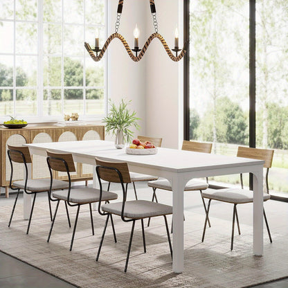Eettafel – Tafel – Keukentafel – Dinerbank – Eetkamertafel – Industrieel Design – Wit Gelakt MDF Tafelblad – Verstelbare Metalen Poten – 199,9 cm Voor 8 Personen