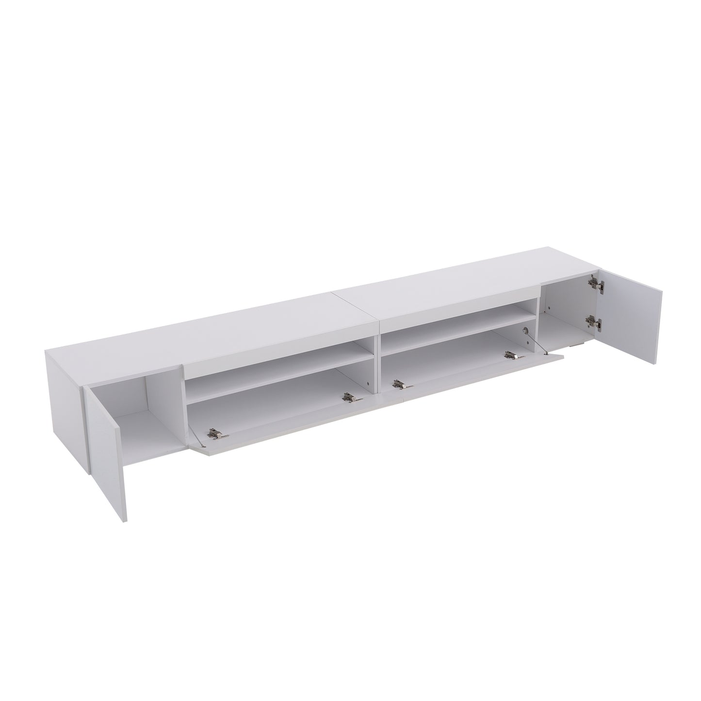 TV Meubel – TV Kast – TV Dressoir – Televisiekast – Mediameubel – Modern Design – Wit Glanzend Paneel 240 cm – MDF Houtfineer