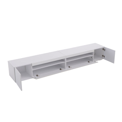 TV Meubel – TV Kast – TV Dressoir – Televisiekast – Mediameubel – Modern Design – Wit Glanzend Paneel 240 cm – MDF Houtfineer