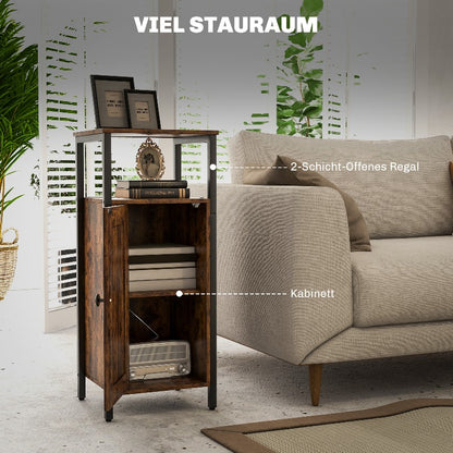 Industriële Salontafel – Koffietafel – Bijzettafel – Eettafel – Sidetable – Verstelbaar Plankje – Robuust Niet-Houten Materiaal – Compact Oppervlak 34x30x80 cm
