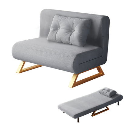 Slaapbank – Sofa Bed – Slaapstoel – Logeerbed – Vouwbed – Verstelbare Rugleuning 90°-180° – Inclusief Comfortabel Kussen – Licht Beige Stof Met Metalen Poten
