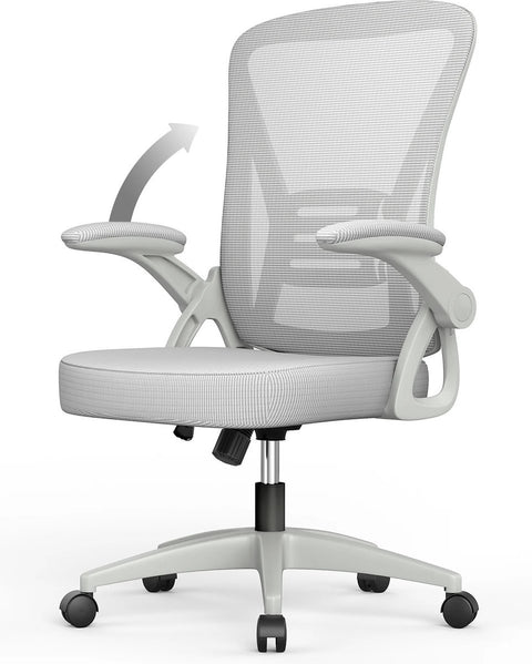 Ergonomische Bureaustoel - Bureaustoelen voor Volwassenen - Office Chair - Gamestoel - Kantoorstoel - Volledig Verstelbaar - Incl. 3D-verstelbare Armleuningen & Verstelbare Lendensteun - Wit/Grijs