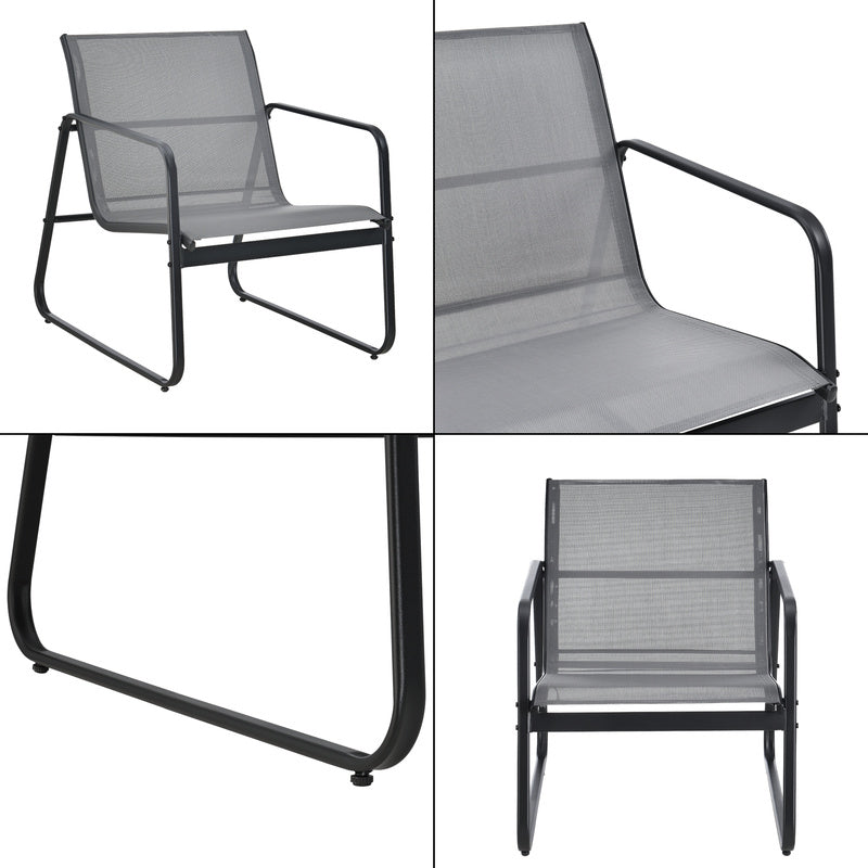 Tuinset – Tuinmeubelen – Bistroset – Loungeset – 2-Zits Bank – Gepoedercoat Stalen Frame – Temperatuurbestendig Glazen Tafelblad