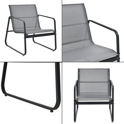 Tuinset – Tuinmeubelen – Bistroset – Loungeset – 2-Zits Bank – Gepoedercoat Stalen Frame – Temperatuurbestendig Glazen Tafelblad