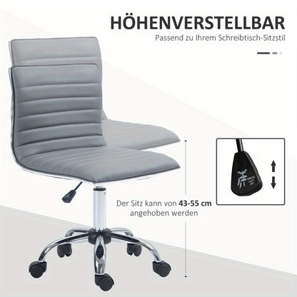 Bureaustoel – Office Chair – Draaistoel – Kantoorstoel – Computerstoel – Verstelbaar in Hoogte – Met Metalen Frame en Sponskussen – Lichtgrijs – Zonder Armleuningen – Max 120 kg