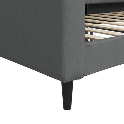 Bankbed – Slaapbank – Bedbank – Logeerbed – Sofa Bed – Donkergrijs – Ruimtebesparend Ontwerp – Stevig Massief Houten Frame – 100x200 cm