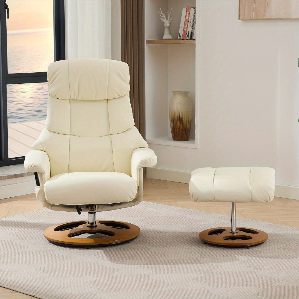 Draaifauteuil – Relaxfauteuil – Lounge Chair – Schommelstoel – Fauteuil Beige – 360° Draaibaar – Onderhoudsvriendelijke Stof